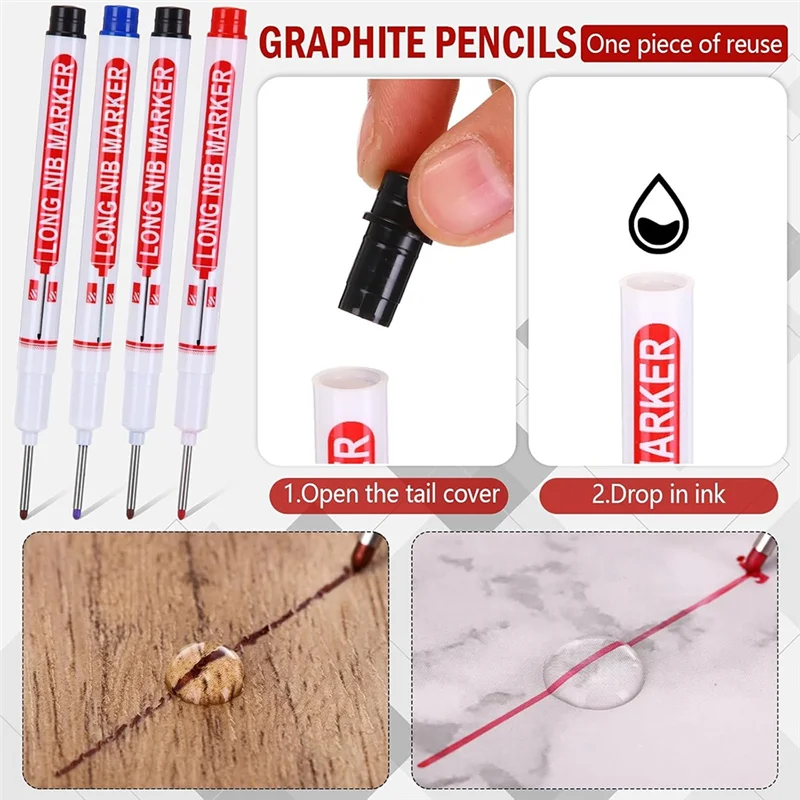 Mechanical Pencil Set 22 Pieces Includes 78 Refills, Sharpener, Long-Nib Markers For Carpenters