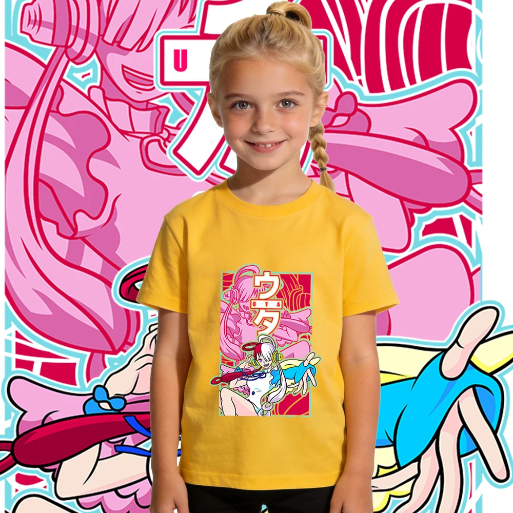 One Piece Uta Anime Print Boys Girls Cotton T Shirt Kids Casual Summer Top Soft Breathable Daily Wear view 6
