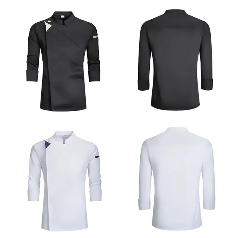 Chef Jacket Personalization Custom Pattern Men Long Sleeve Shirt Bakery Cook Coat Kitchen Restaurant Waiter Uniform Print Logo