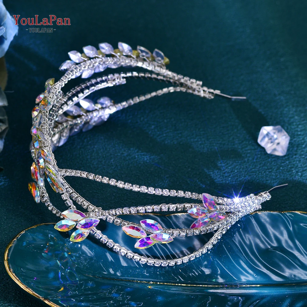 YouLaPan Bride Colorful Rhinestone Headband Fashion Wedding Hair Accessories Fashion Makeup Styling Hair Hoop Tiara HP709