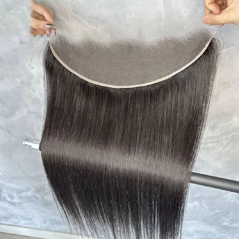 

13x4 Lace Frontal Peruvian Straight Hair 100% Human Hair For Women Pre Plucked Bleached Knots Brazilian Straight Lace Closure