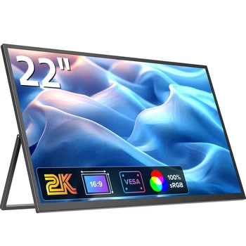 HOLAKAY UMax 22 컴퓨터 디스플레이, 노트북 PC 맥 폰 PS5 게임 콘솔용 스탠드 포함, 2K 1440P 100% sRGB IPS 스크린, 22 인치 모니터