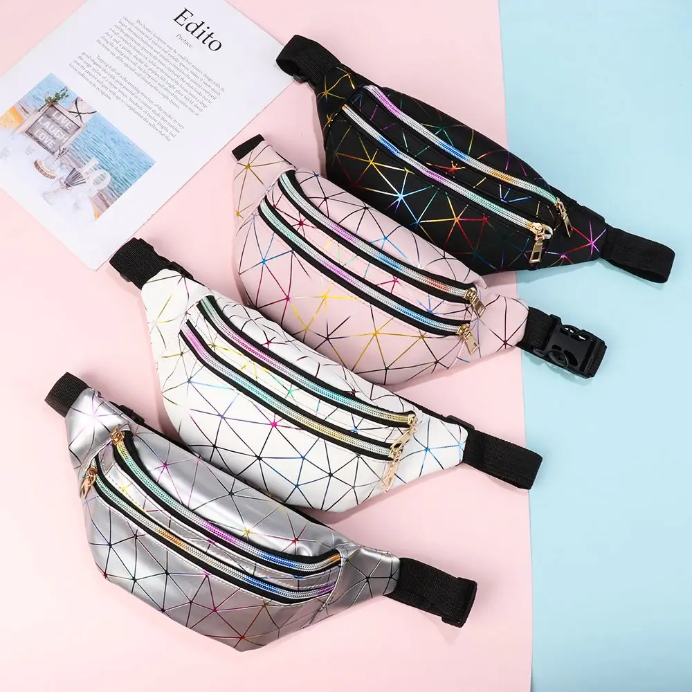 Fashion Geometric Patterns Wallet Bag Women Waist Packs Fanny Pack Pouch Hip Purse Satchel Laser Belt Bags