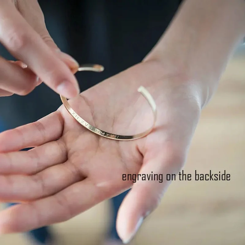 1PC Personalized Engraved Name Stainless Steel Bracelet Custom Words Letters Bracelet Cuff Bangle for Women Men