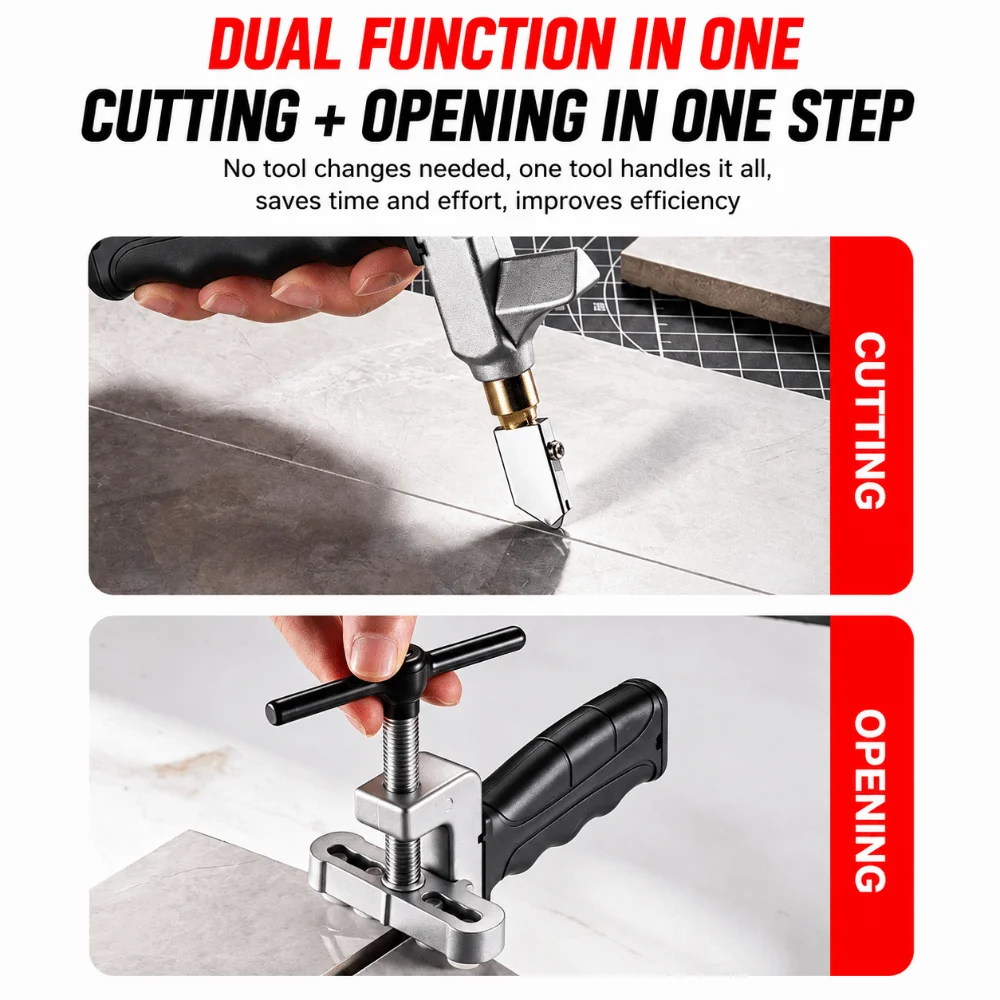 Hand Held 2 In 1 Tile Breaker Compact Size High Efficiency Hand Held Kit Fast Cut Craft Labor Save Glass Cutting Tool