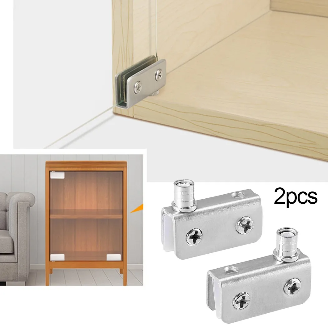 Glass Glass Pivot Hinge Wine Cabinet Door Rotating Pivot Clip Stainless Steel Door Shaft For 5-8mm Glass Cupboard Hinge Hardware