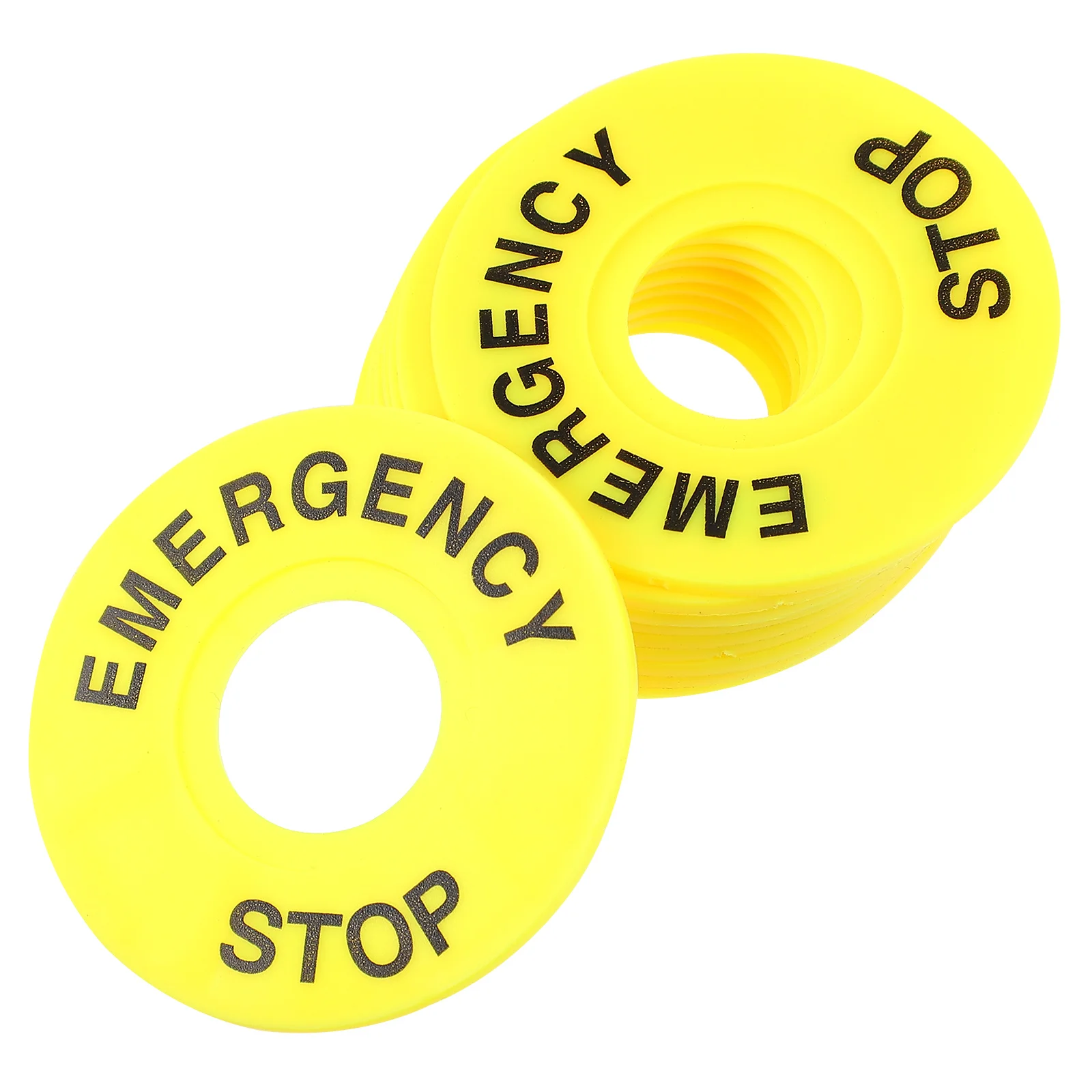 

POPETPOP 10Pcs 60mm Yellow Circular Warning for Emergency Stop Push Button Switch Replacement