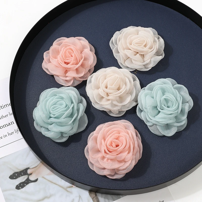 5PC Camellia Artificial Flowers Bridal Decorative Fake Flower Wedding Decoration For Home Room Decor DIY Hair Brooch Accessories