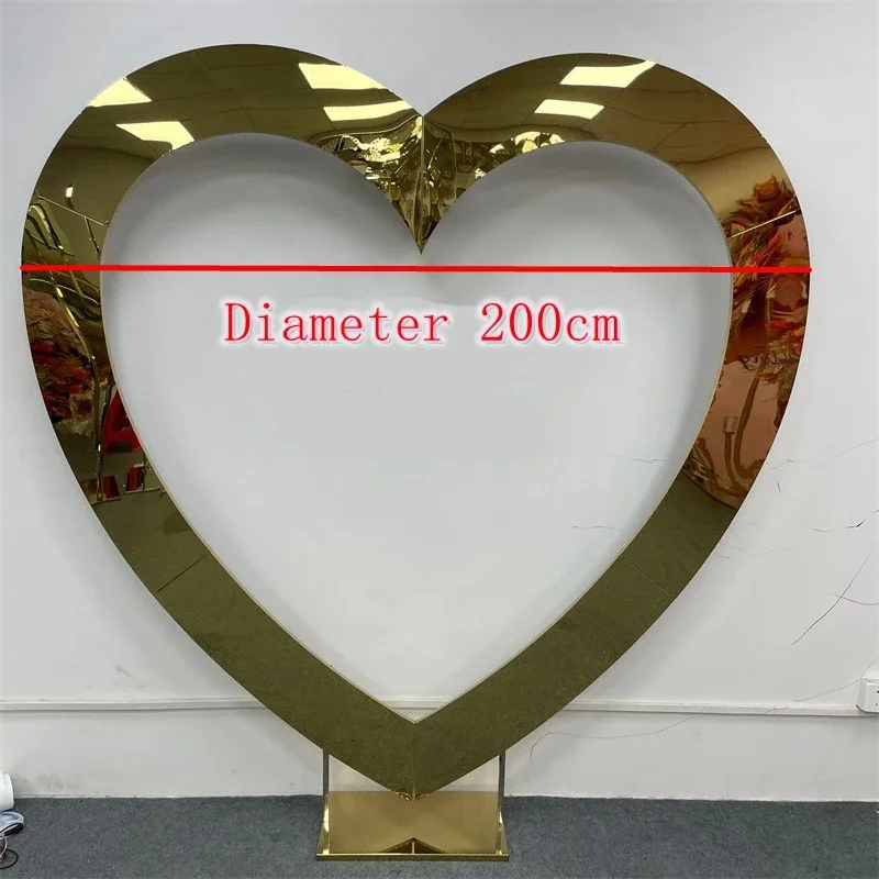 1pcs New Wedding Props Gold Heart Stainless Steel Arches Wedding Party Stage Screens Welcome Area Decorations Background Shelves