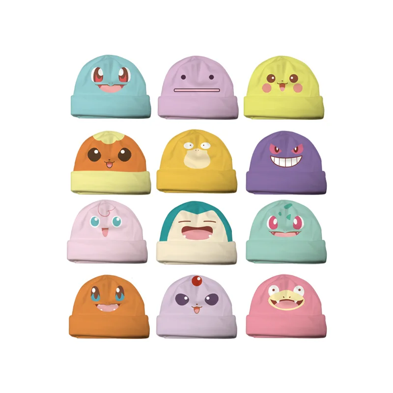 

Pokemon Snorlax Ditto Psyduck Beanies Women Winter Warm Hat Anime Solid Color Funny Embroidery Cap for Men Knitted Bonnet Unisex