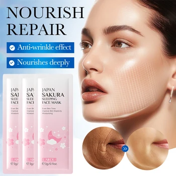 Laikou زهر الكرز النوم ورقة الوجه قناع تبييض كريم ترطيب تشديد مغذي واقية من الشمس العناية بالبشرة مستحضرات التجميل