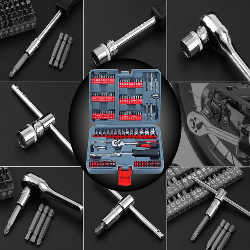 126Pcs Quick-Release 1/4-Inch Socket Set Ratchet Torque Wrench Car Repair Tool Kit for Auto Repairing Set Mechanic Tools