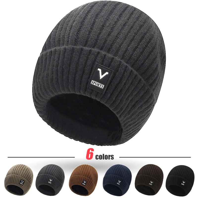 Beanie Men Slouchy Knit Skull Cap Warm Stocking Hats Guys Women Striped Winter Beanie Hat Cuffed Plain Hat