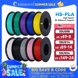 KINGROON High Speed PLA Filament 1.75mm New HS-PLA 3D Printer Filament For 30-500mm/s Fast Printing Rapid PLA 5kg 10kg Mix Color