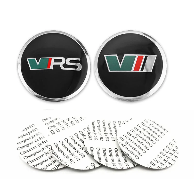 

4Pcs 56mm Aluminium VRS Logo Car Wheel Centen Caps Sticker For Octavia 2 3 A7 Fabia MK1 VRS Sticker Accessories