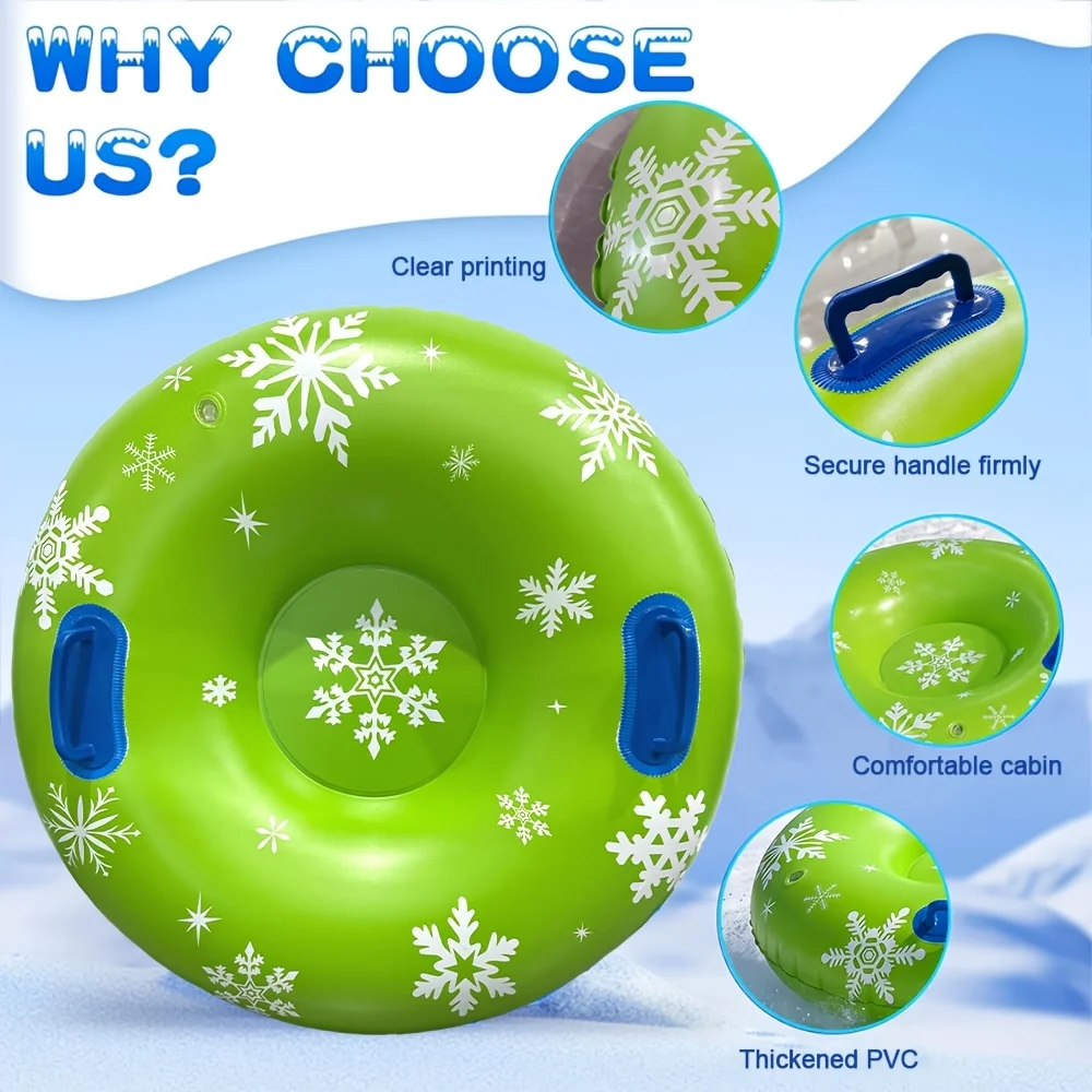 New Thickened Pvc Inflatable Snow Tube Snowflake Pattern Wear Resistant Tube For Ski Resort Outdoor Leisure Gear For Adults Kids