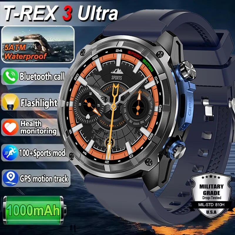 

Смарт-часы 2026 с военной офлайн-картой, аккумулятором 1000 мАч, 4 ГБ памяти, GPS-навигацией, MP3/MP4-плеером, для плавания и спорта, трекер активности