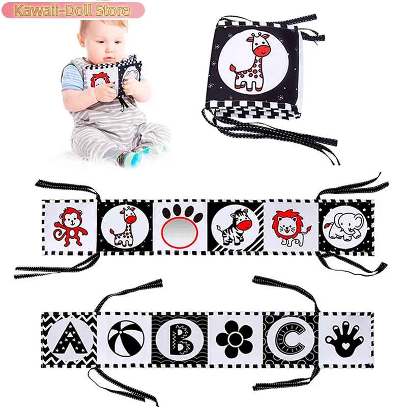 1 قطعة طفل التعلم المبكر كتاب تعليمي لينة ملابس الطفل كتاب لعبة حسية عالية التباين كتاب التحفيز البصري