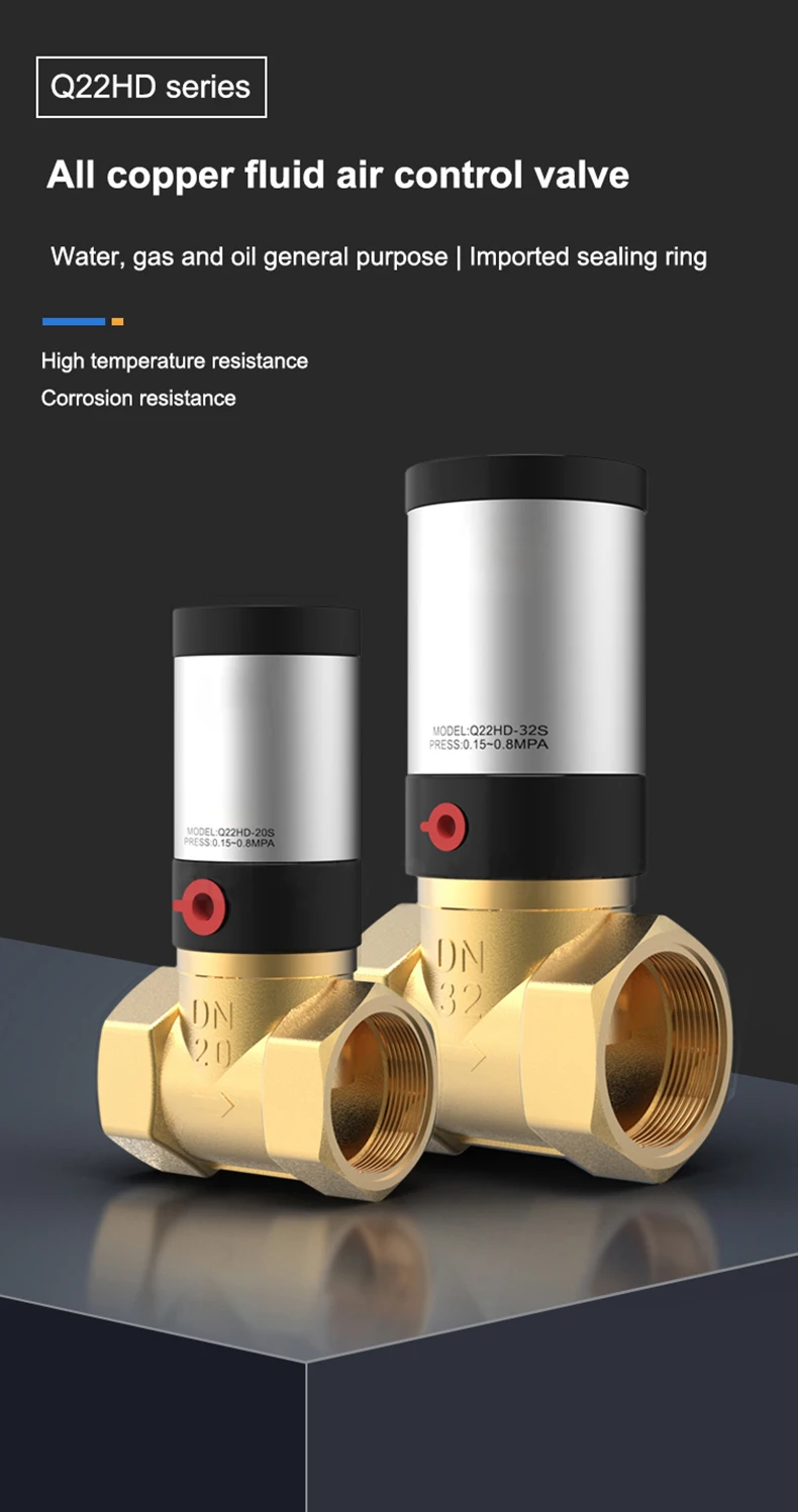 Elettrovalvola Fluid Air Control Valve Q22HD DN15/20/25/32/40/50 Brass Valve Body Air Control Valve Pneumatic Control Valve Pneumatica — dettaglio 1