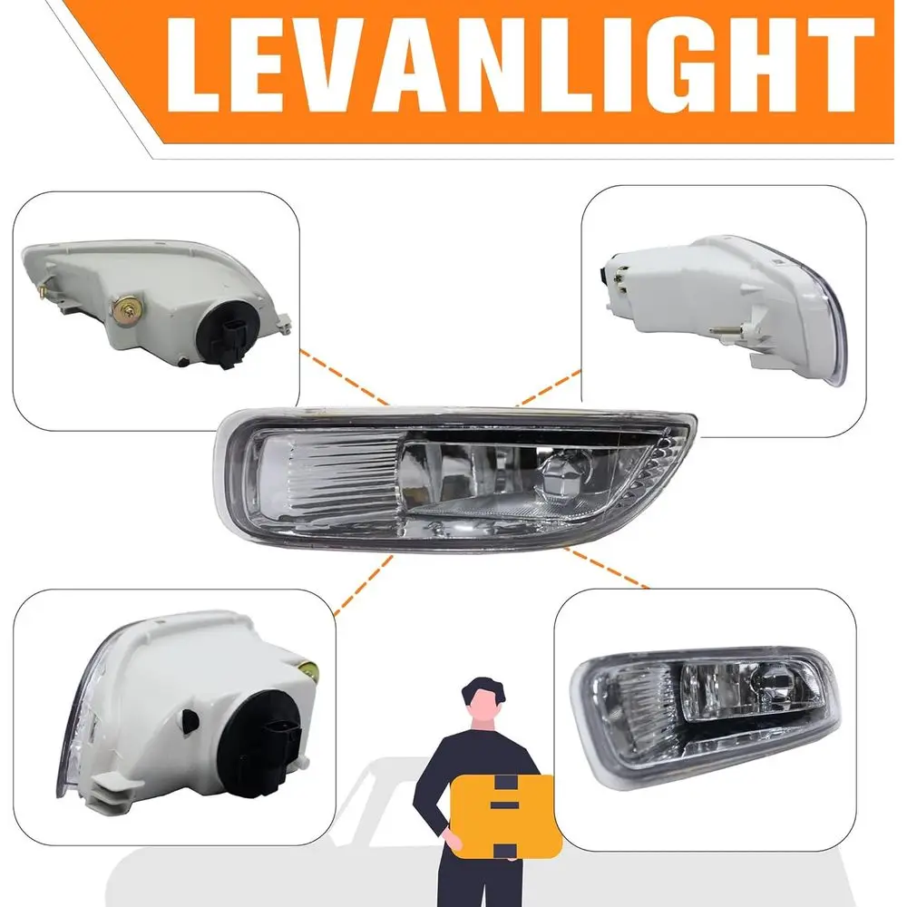 طقم مصابيح الضباب تويوتا كورولا 2003-2004، عدسة شفافة، لمبات هالوجين H3 12V 35W، متضمنة حزام الأسلاك #5