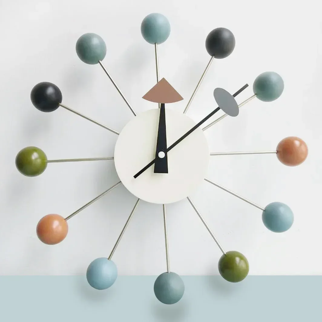 

Nordic Nelson Ball Simple Mute Candy Wall Clock Living Room Dining Room Clock Creative Art Personality Fashion Wall Clock