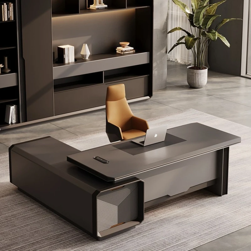 Luxury Aesthetic Office Desk Executive Modern L Shaped Study Computer Desk Standing Drawers Wooden Mesa Escrivaninha Furniture