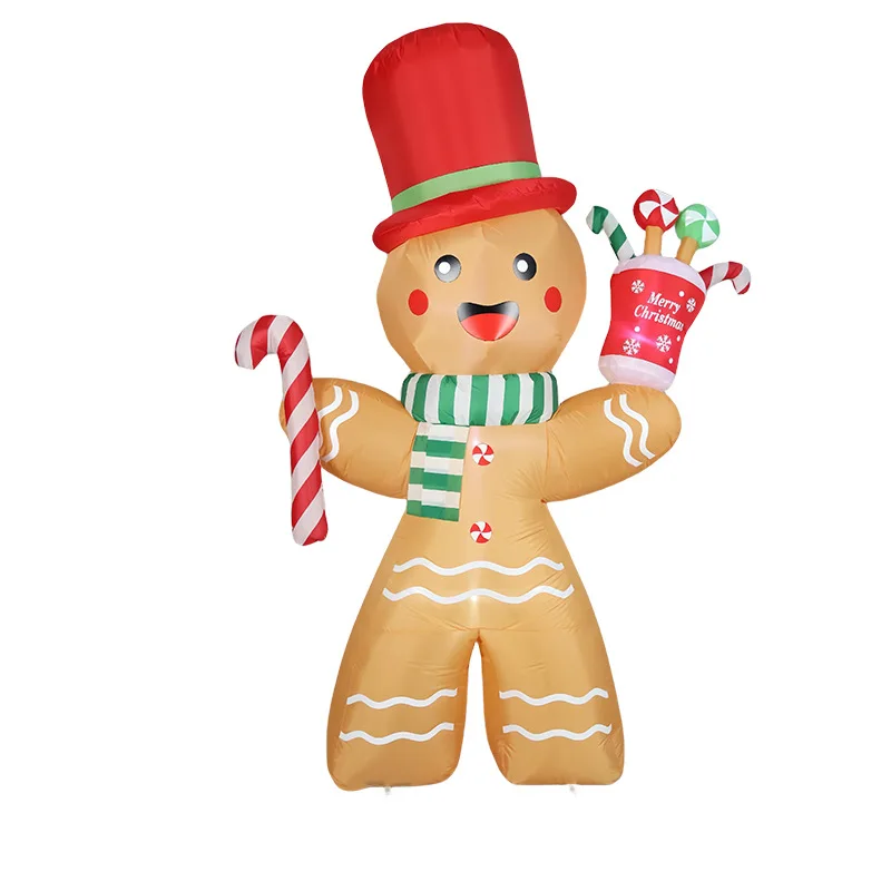 

2.4 meters Christmas inflatable candy cane gingerbread man luminous air mold outdoor decoration garden garden ornament