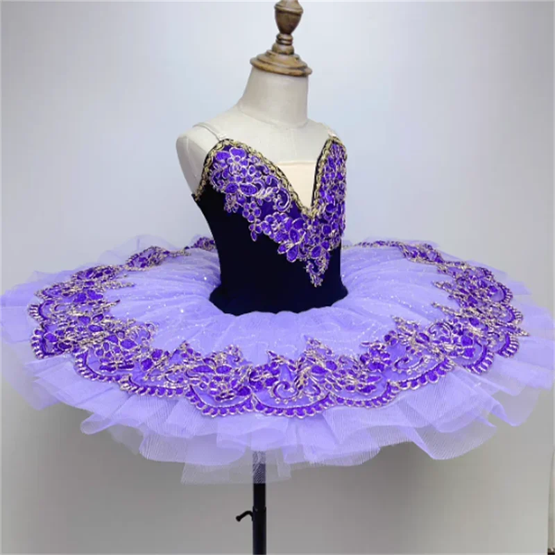 Vestido de baile para meninas, fantasia infantil, vestido de bailarina, performance, Lago dos Cisnes, roxo, tutu de baile profissional, crianças, mulheres