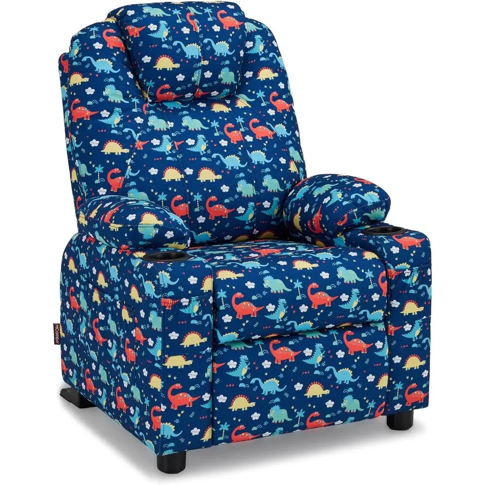 

Big Kids Recliner or Ages 3+, Child Reclining Chair, Toddlers Recliner Soa with Cup Holders (abric, Dinosaur)