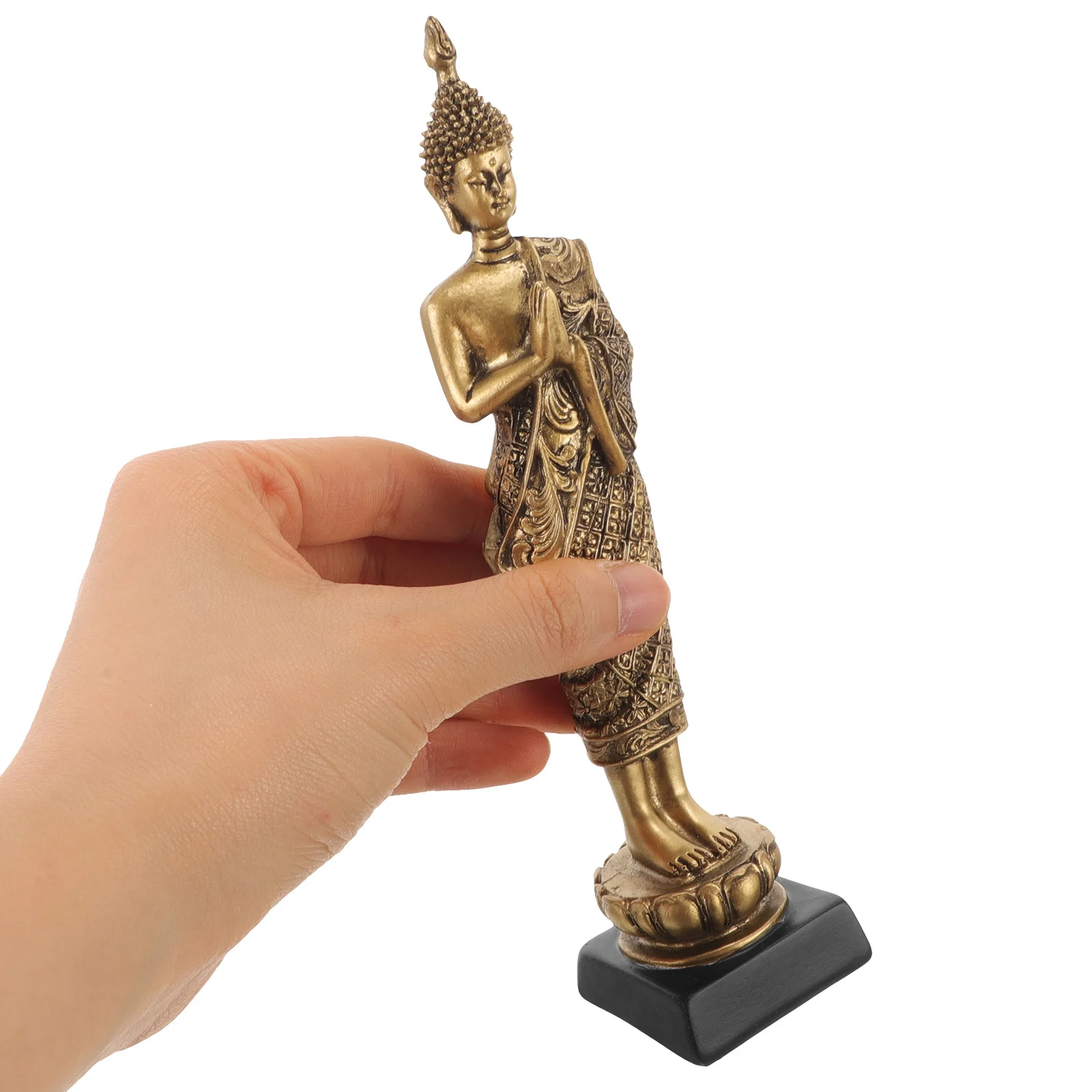 

Small Resin Buddha Statue Desktop Decor Retro Meditation Sculpture Home Office Zen Good Luck Buddha Statue Resin Craft Figurine
