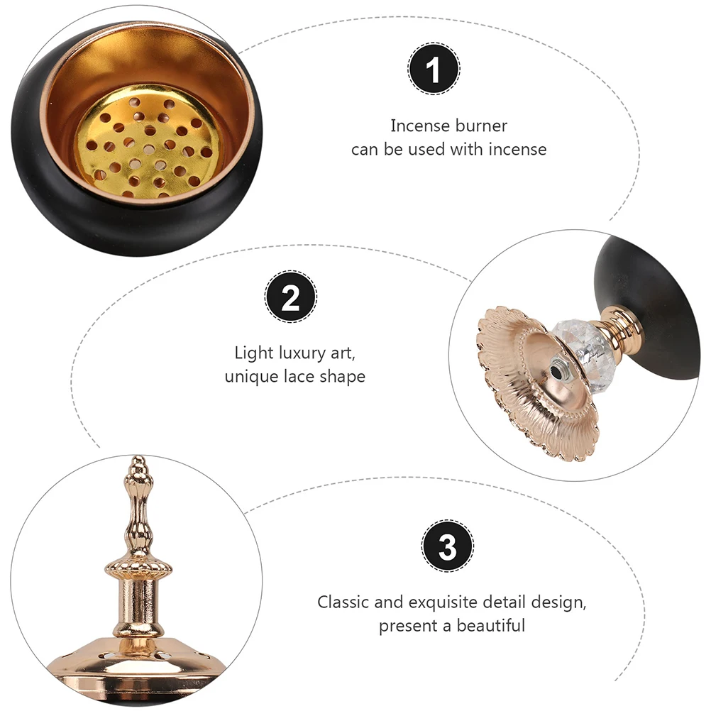 

European Style Iron Incense Burner Hollow C Holder Cone Holders Powder Elegant Aromatherapy Stove Home Decoration