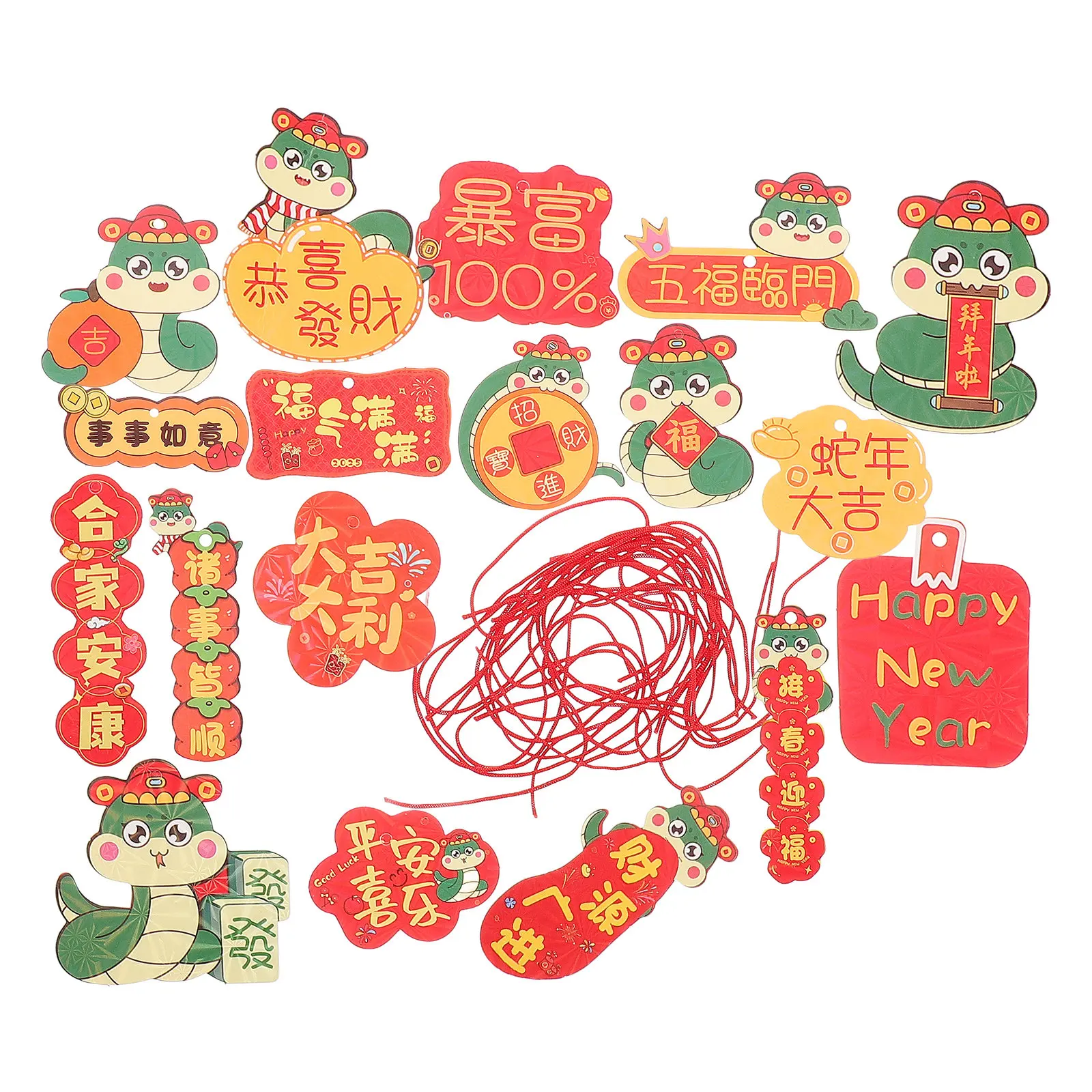 18Pieces Snake Year Hanging Ornaments Chinese Lunar New Year Decor Handmade Traditional Festive Home Garden Party Spring