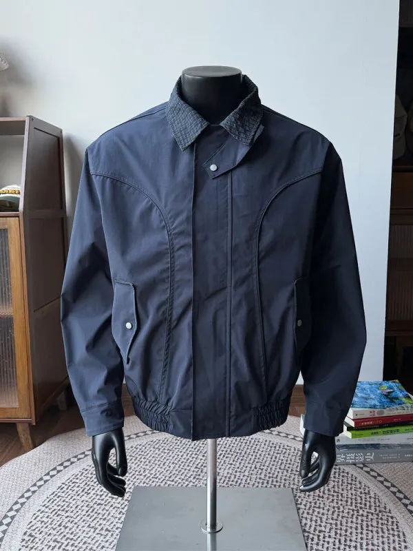 

3D Tailored Zipper Collar Jaet Men's Autumn Faionable Versatile oulder Level Fit Youthful Sle Contrast Color Splicing