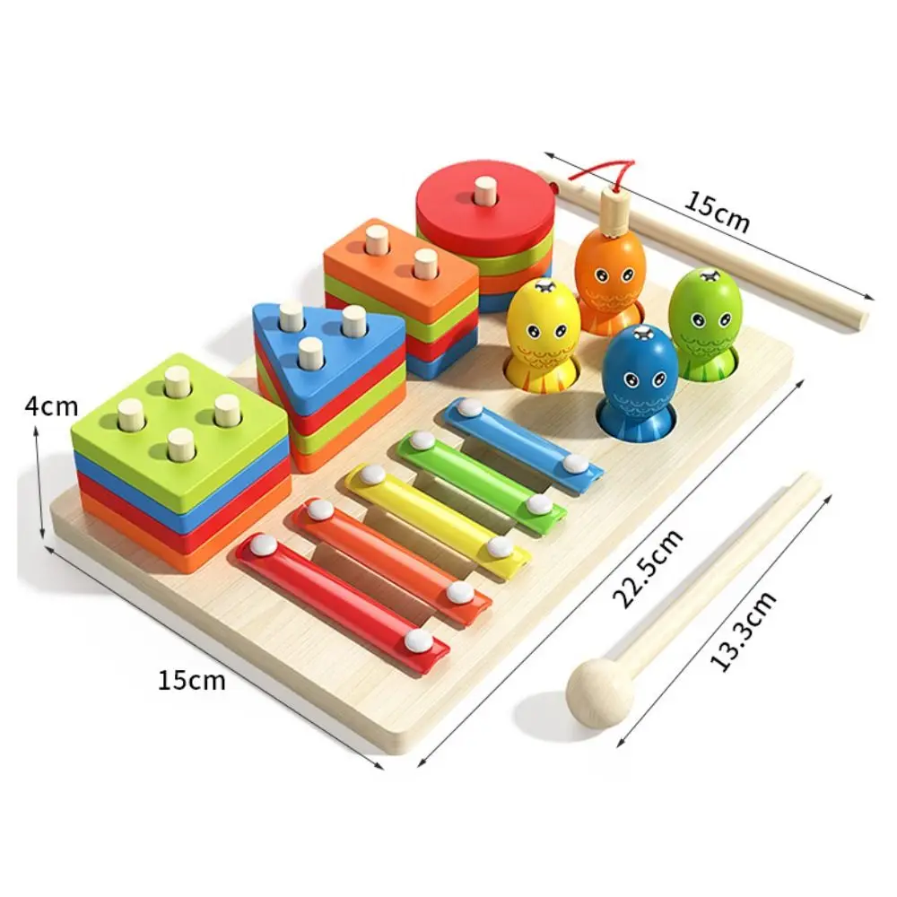 Educational Geometric Shape Matching Game Toy Exercise Hands-on Color Sorting Wooden Geometric Stacked Toy Montessori