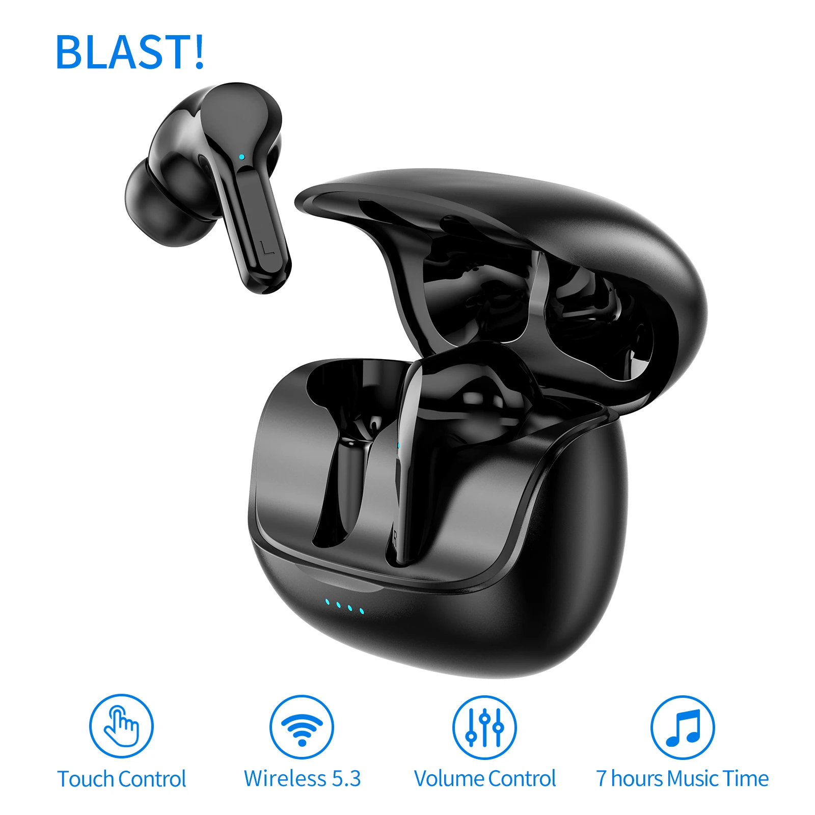 Touch BLAST! i17-black TWS wireless headset Newest Touch Blast! I17-Black True Wireless Stereo Earbuds Bluetooth-compatible V5.3