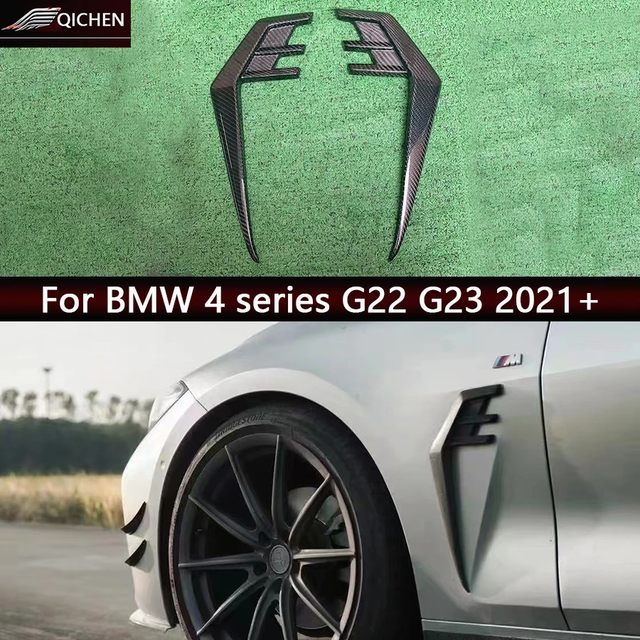 

For BMW 4 series G22 G23 2021+ Carbon Fiber Wind knife Auto Fender Side Air Vent Outlet Cover Trim Fit Car Accessories Body Kit