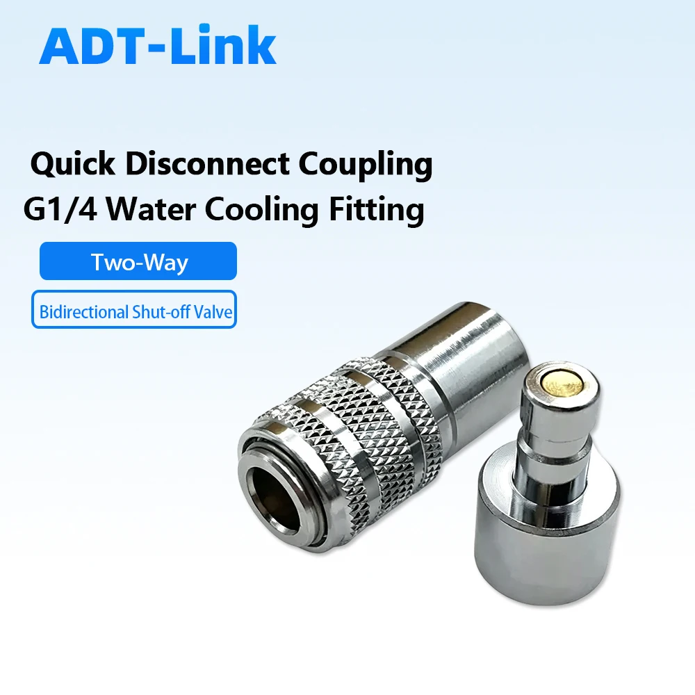 G1/4 Bidirectional Quick Disconnect Shut-off Valve No-Spill Coupling Brass Chrome PC Liquid Cooling Fitting for Laptop Radiator
