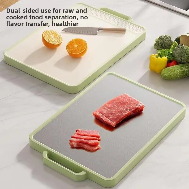 

Разделочная доска из нержавеющей стали против фруктов, для использования на кухне, двухсторонняя, устойчивая к плесени, разделочная доска для овощей, современная ...