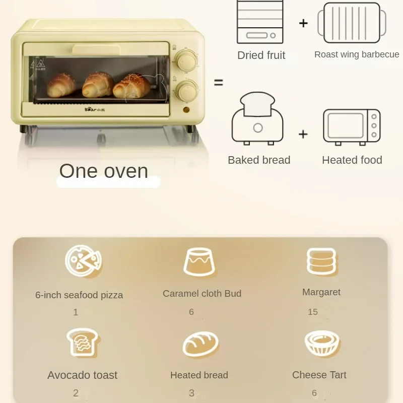 Mini horno eléctrico integrado multifunción para Pizza, electrodoméstico para hornear, accesorios de cocina, 10L