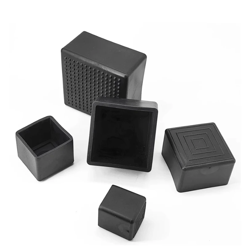 10x10mm~60x60mm Black PVC Square/Rectangle Pipe Sleeve Soft Rubber Non-slip End Cover Table and Chair Foot Covers image 5