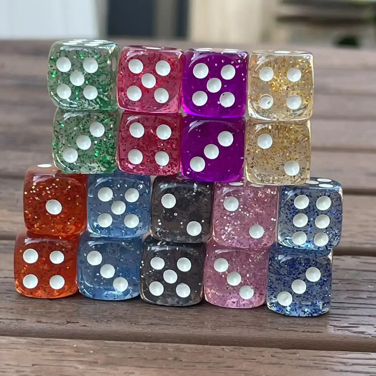 18Pcs/Set 9 color 12mm Transparent Starry Colorful Acrylic Round Corner 6 Sided D6 Point Dice For Family Board Games