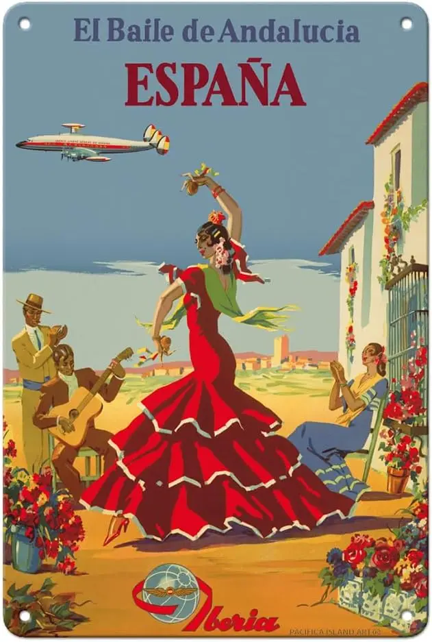 Pacifica Island Art Spain (España) - The Dance of Andalusia (El Baile de Andalucia) - Iberia Air Lines of Spain - Vintage Airlin