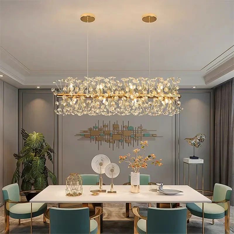 Sunflower golden crystal chandelier modern living room bedroom interior light luxury round luxury glossy chandelier