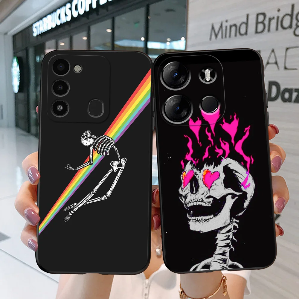 BLACK TPU CASE FOR ITEL A60 P40 VISION 5 A18 S18 INFINIX SMART 7  PLUS 7HD HOT 30 30I PLAY NOTE ZERO ULTRA 5G cool funny skull