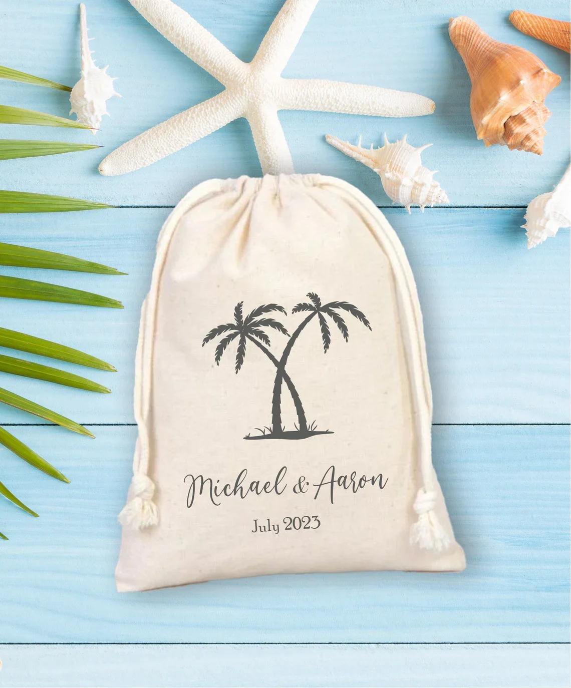 Turks and Caicos Islands Destination Bachelorette Party Hangover Kit, Beach Party Drawstring Mini Favor Bags, Wedding Part Favor