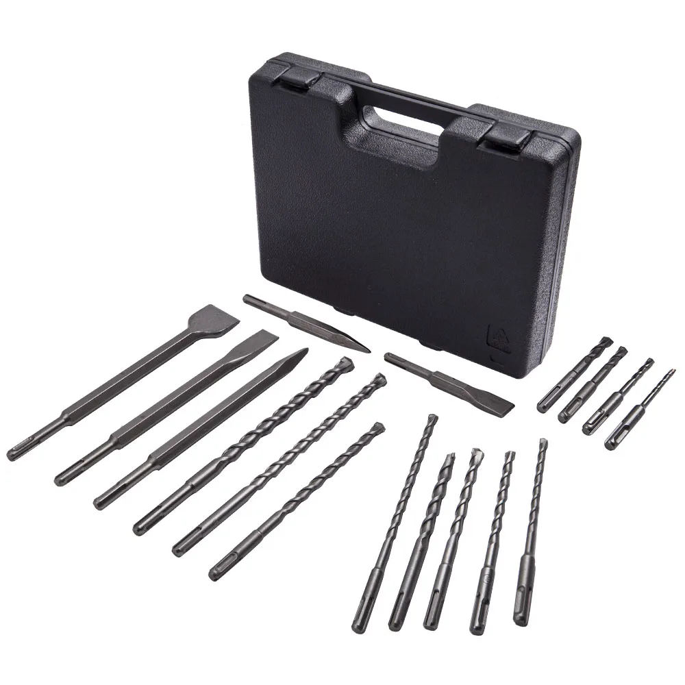 

Heavy Duty 17pcs SDS Plus Rotary Hammer set Bit and Chisel Set new UK