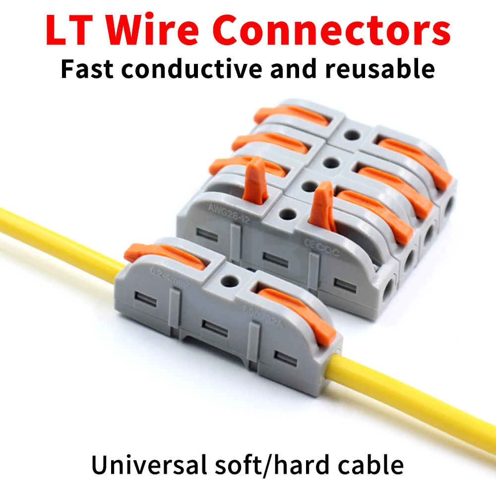 (10 pcs) LT-211 Quick Terminal Block 1 in 1 out 0.08-4mm² sq. freely combinable and reusable Hard and soft wires LT 211