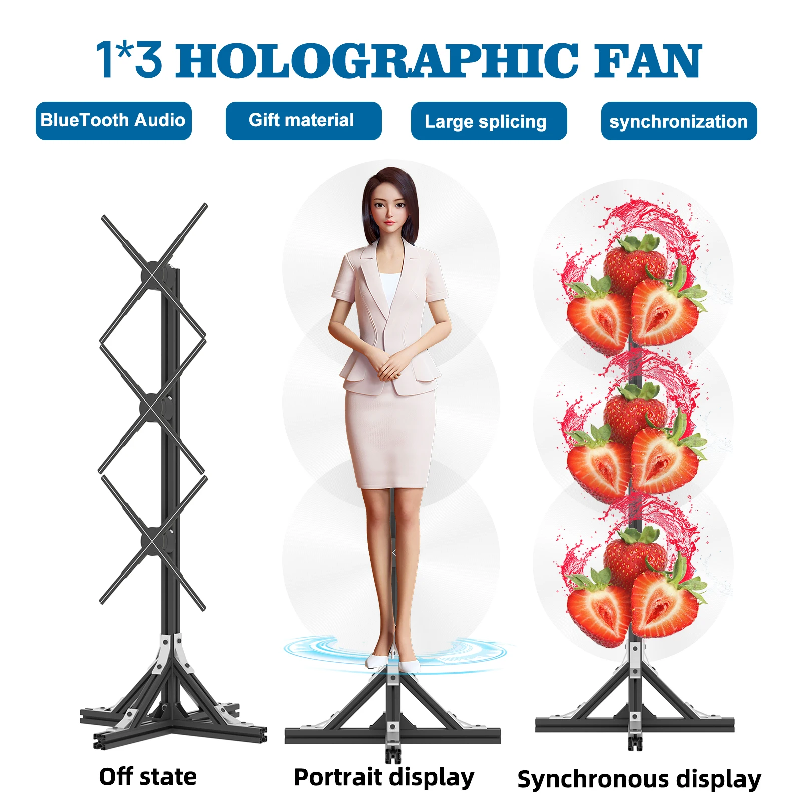 

LED Logo Holographic Ad Light Virtual Character Aerial Imaging WIFI Control Naked Eye 3D Holographic Fan Vertical Display COOL