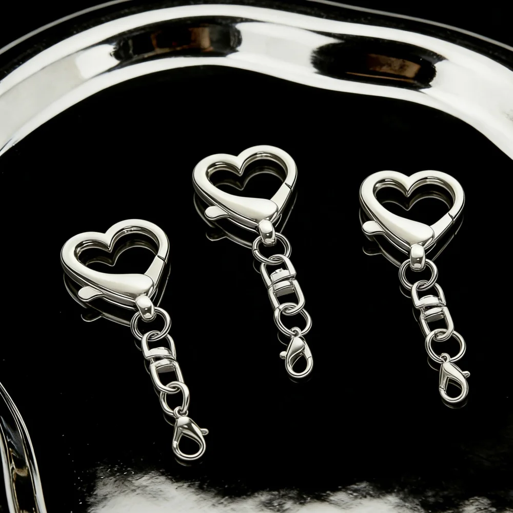 10/20/50Pcs Unique Alloy Heart Keyring Keychain Pendant Heart Shaped Clasp For DIY Making Accessories