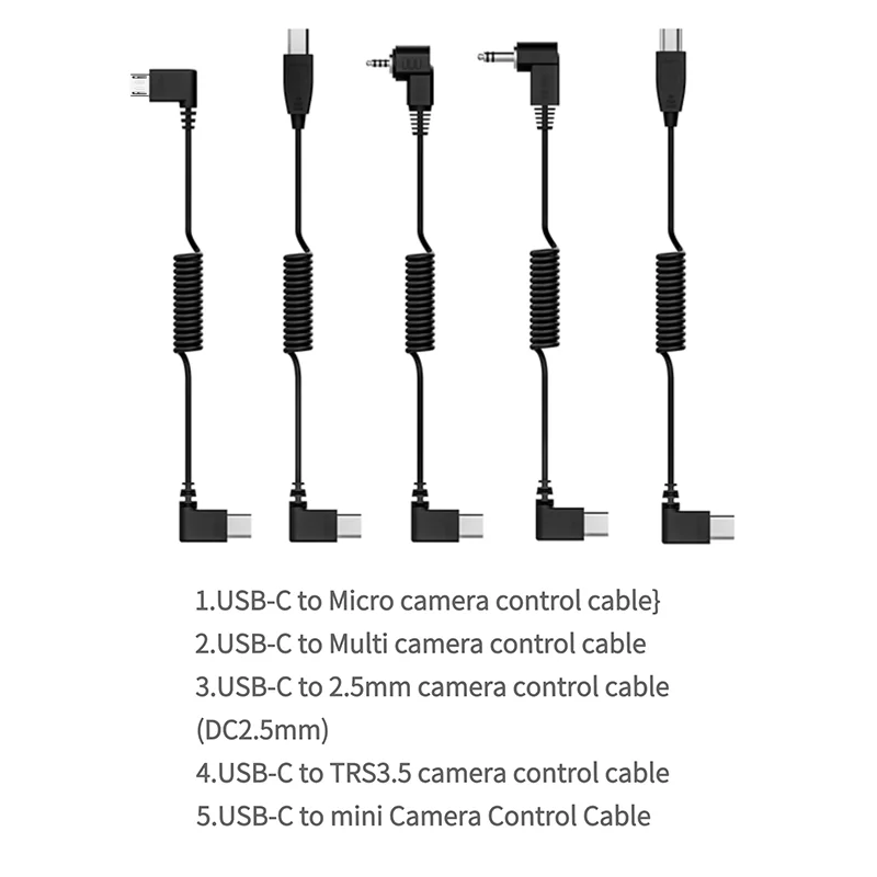 FeiyuTech SCORP 5-in-1 Camera Control Cable Kit USB-C to Multi/Micro/Mini/DC2.5/TRS for SCORP Mini 3 Pro / SCORP C2 / SCORP 3